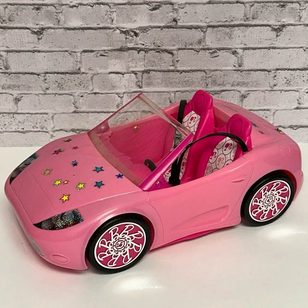Barbie Doll Sports 2010 Car Glam Pink Convertible Doll Mattel Toy with Seat Belt